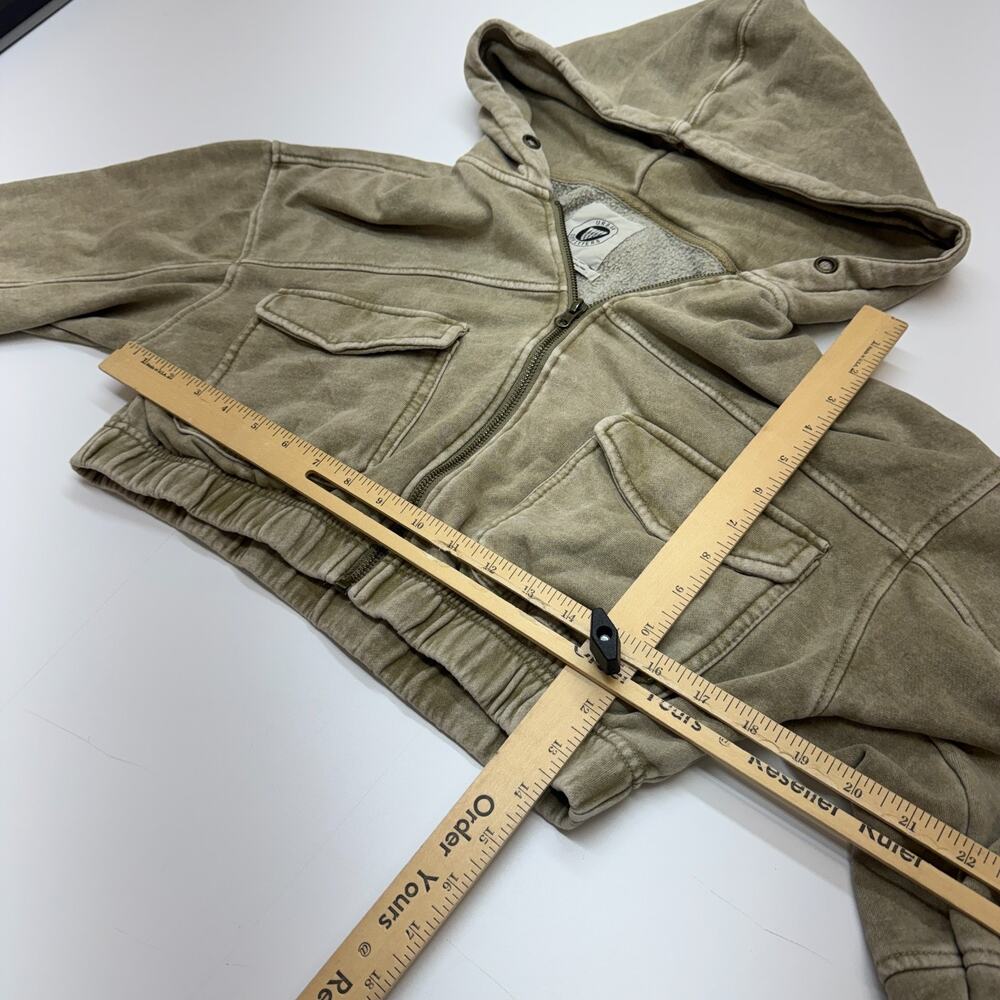 Urban Outfitters Womens Y2K Beige Hooded Cropped Zip Sweatshirt Size Small - Picture 3 of 8